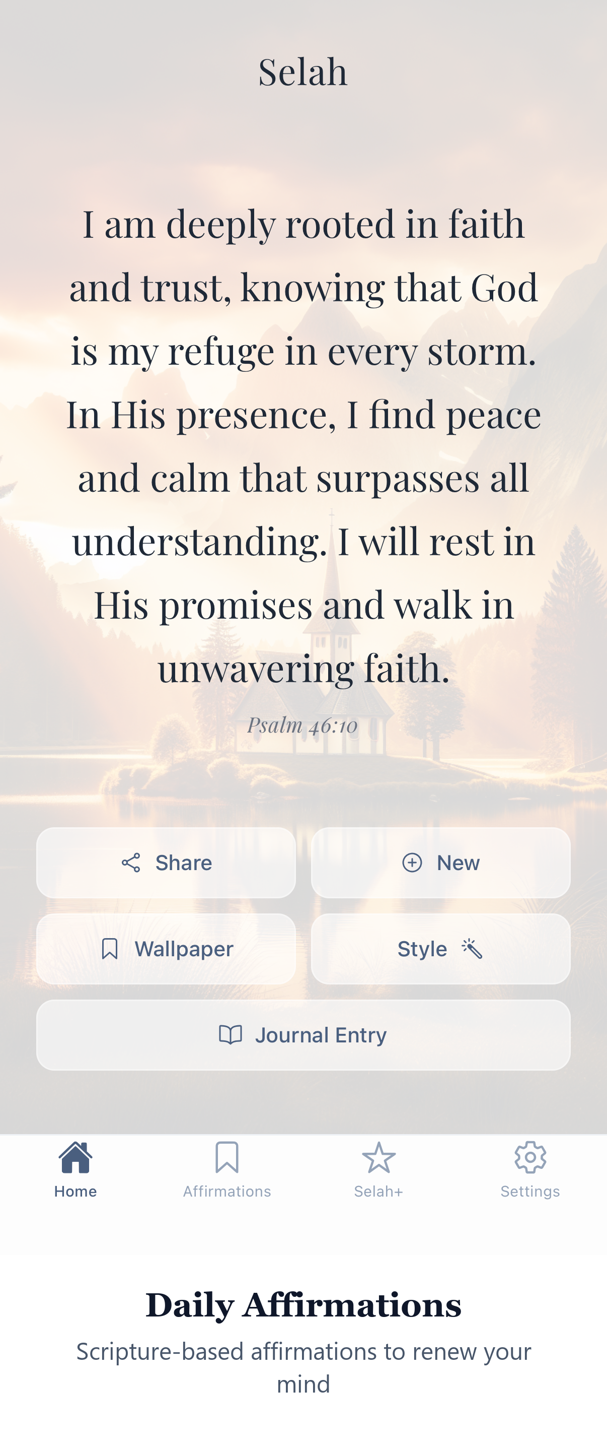 Daily affirmations screen