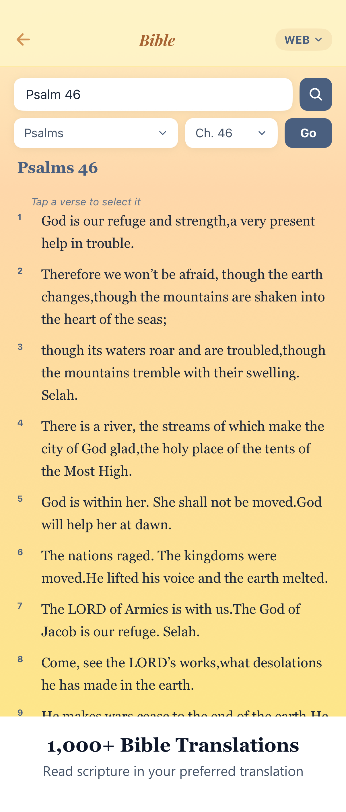 Bible reader with 1000+ translations