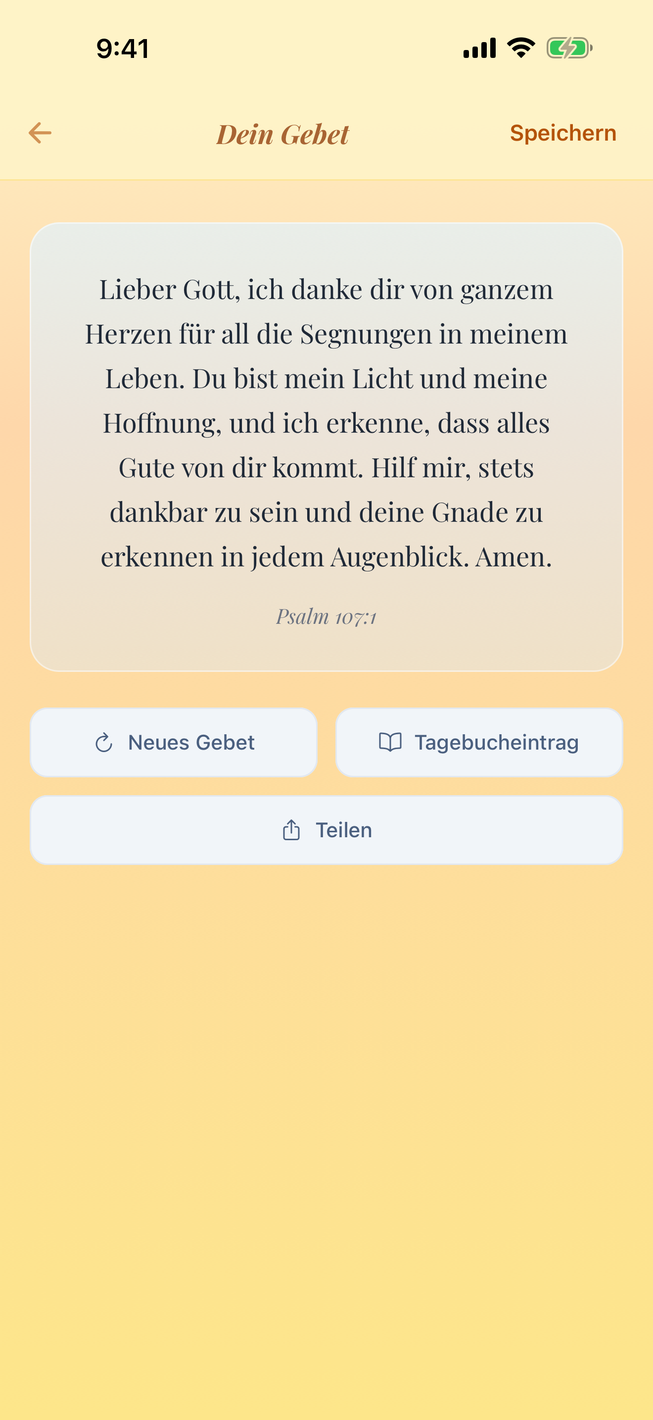 Bildschirm für geführtes Gebet