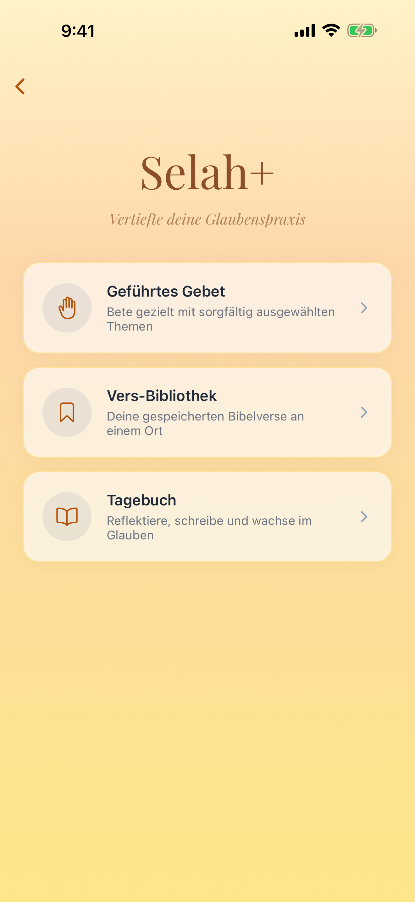 Premium-Funktionen von Selah+