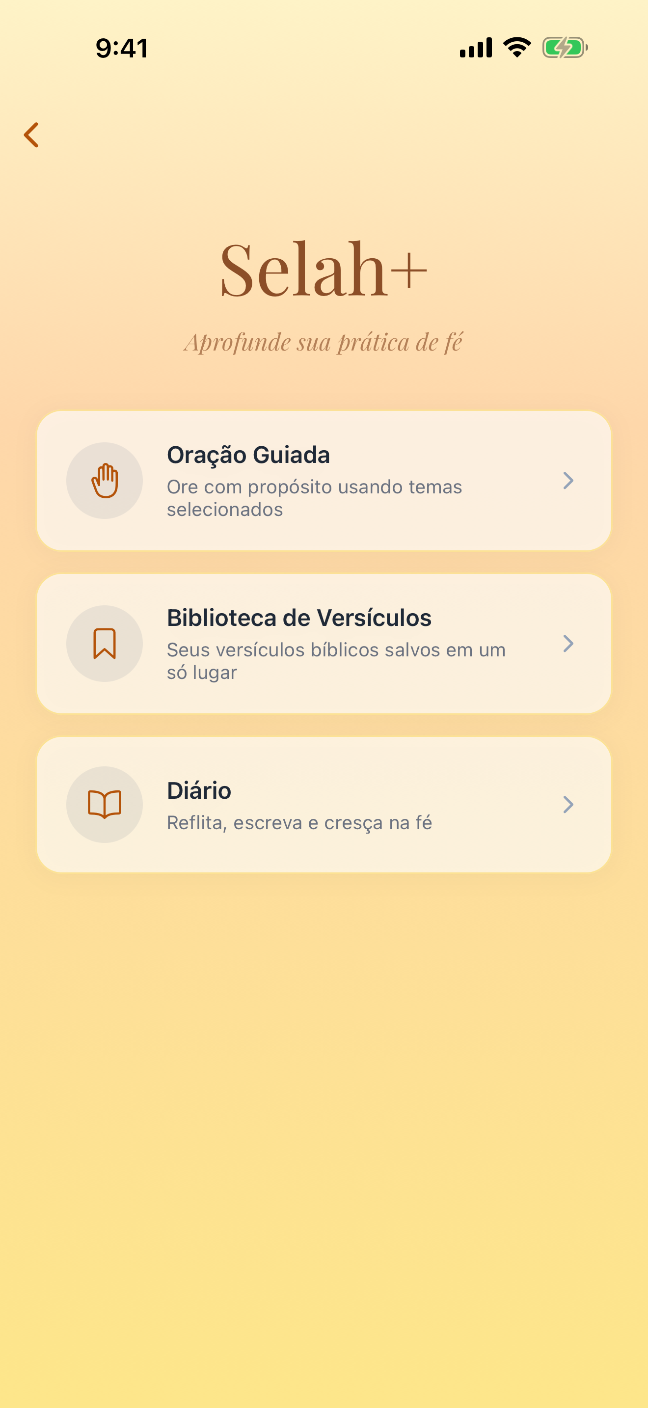 Recursos premium do Selah+
